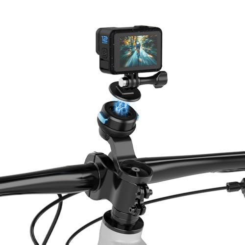 SUREWO Magnetische Schnellspanner-Front-Fahrradvorbauhalterung, Fahrradlenkervorbauhalterung, kompatibel mit GoPro Hero 13/12/11/10/9/8/7/6/5, schwarz, DJI Osmo Action 5 Pro/4/3 und mehr
