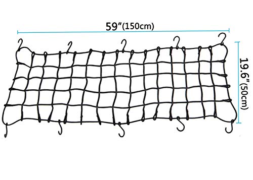 19.6" X 59" Bungee Cargo Net - Stretches To 35" X 78" Cargo Nets With 10 Adjustable Metal Hooks,7Mm Cords By Big Ant #TOP4