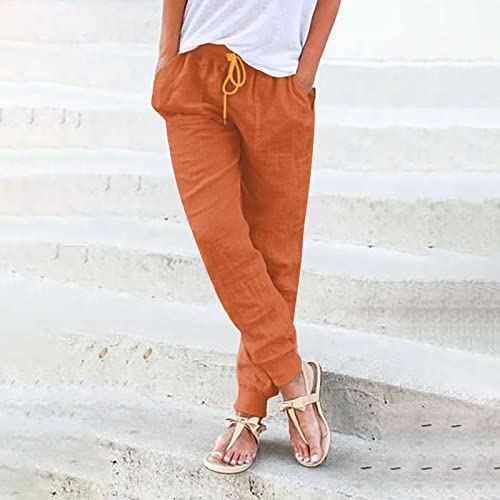 JEUROT Trousers Pants for Women Lightweight Drawstring Pants Elastic Waist Loose Comfy Joggers Trousers Dress Paper Bag Pants Pull on Elastic Smock Waist TrousersYE2, M - Thumbnail 5