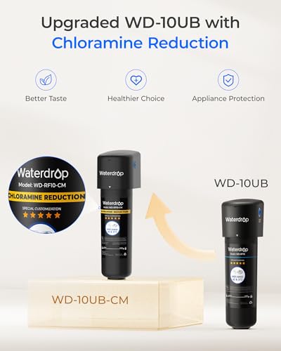 Waterdrop 10UB-CM 6-Month Under Sink Water Filter to Reduce 99% Chloramine, Ideal for California, Florida and Washington, NSF/ANSI 42 Certified, Nickel Faucet