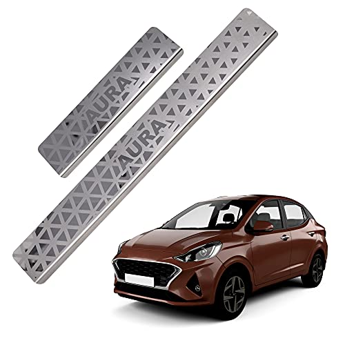 Image of GFX Car Door Sill Guard - Stainless Steel, Protects Painted Edges from Scuffs or Scratches Compatible with Aura Set of 4Pcs (After-Market) Model - 2020 Onwards