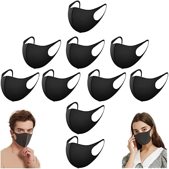 10 PCS Black Face Masks Washable,Breathable Black Masks Reusable Face Mask Made of Polyester Cotton Face Masks for Men and Women,Fashion Cloth Face Mask for Unisex Outdoor-image-13