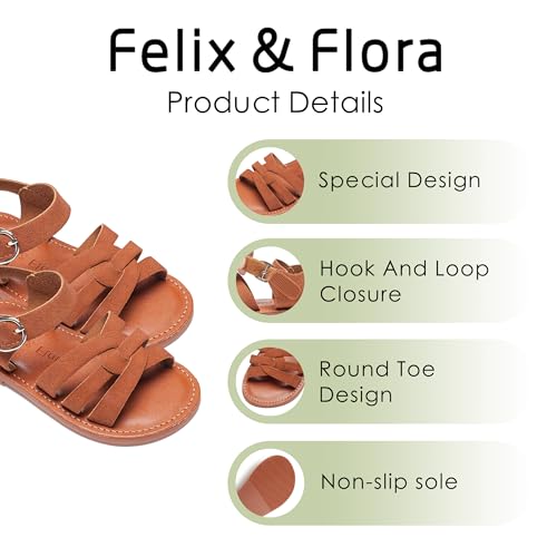 Image of Felix & Flora Toddler Girl Sandals - Little Girl Easter Dress Shoes Lightweight Open Toe Beach Holiday Flats
