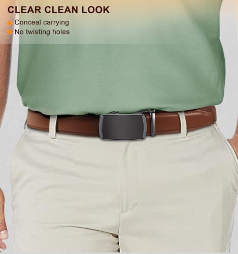 Image of Men's Belt,Bulliant Leather Adjustable Belt for Men Dress Casual 1 3 /8,Trim to Fit