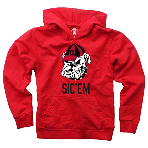 Wes and Willy Youth College Team Slogan Pullover Hoodie (Georgia Bulldogs Red, Large)