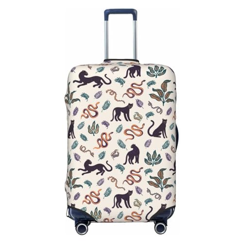 Black Cat And Snake For Travel Luggage Cover Suitcase Protector Fits 18-32 Inch Travel Luggage Protector Elastic Luggage Anti-Scratch Suitcase Cover