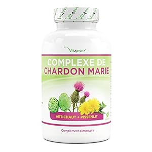Chardon-Marie Artichaut Pissenlit Complexe – 365 gélules (6 mois d’approvisionnement) – Hautement dosé avec 80% de silymarine & 2,5% de cynarine – Vegan