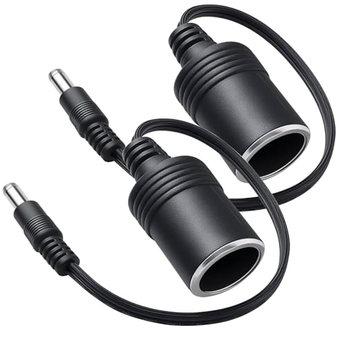 Cable de alimentación para mechero de coche hembra a CC 5.5mm x 2.1mm, pack de 2 unidades