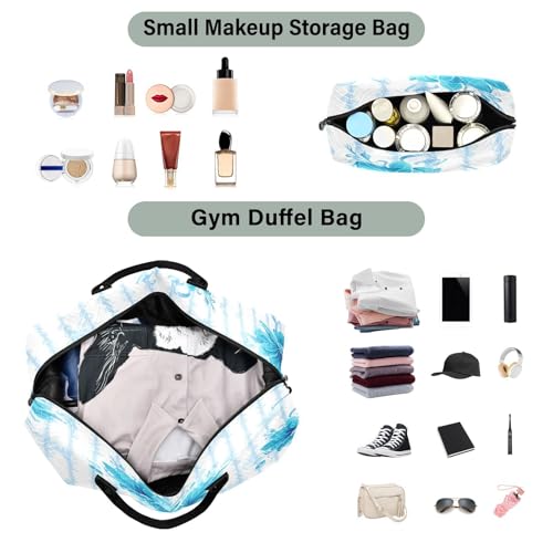 CEBUGI Boho Blue Floral Quilted Duffle Bag for Women Large Carry On Travel Weekend Bag Hospital Bags for Labor and Delivery4