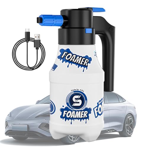 Pulverizador de jabón, cañón de espuma eléctrico resistente para lavado de autos, pulverizador de espuma de mano de carga USB, espuma rica de 1,5 L para lavadora a presión y uso en jardín