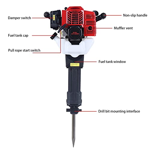 52CC Handzugstart-Abbruch-Hamme 2-Takt-Gas-Abbruchhammer für Beton, Ziegel, Steine, Bauarbeiten und mehr – Bild 8