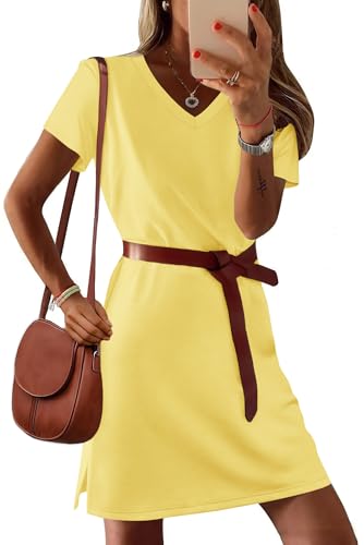 Image of RUMIA Summer Dresses for Women 2026 V-Neck Casual Sundresses T-Shirt Dress