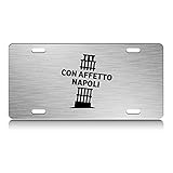 Press Fans - CON AFFETTO Napoli Italy Pisa Tower S.Steel Car SUV Truck License Plate Decorative Tag Chrome-D#b2