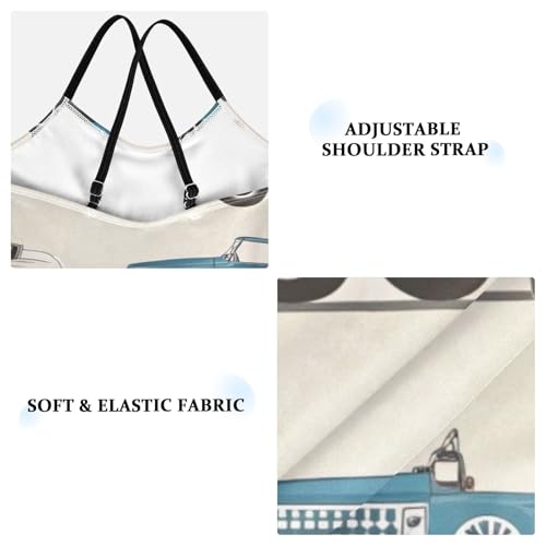 Vintage Race Cars Beige One Piece Swimsuit, Spaghetti Straps, Cross Back Design, Ages 3T3