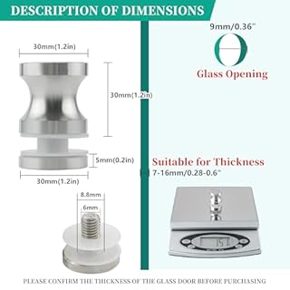 Alise Shower Door Handle, Sliding Shower Doors Knob, Heavy Duty Solid SUS304 Stainless Steel Knobs, One Sided Pull Hardware Replacement Parts for Bathroom Glass Doors, Brushed Nickel