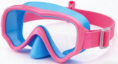 Vvinca Taucherbrille Kinder mit stoffband Schwimmbrille Kinder für 3-14 Jahre Jungen Mädchen Schnorchelmaske 180 Panorama Anti-Leck Tauchmaske