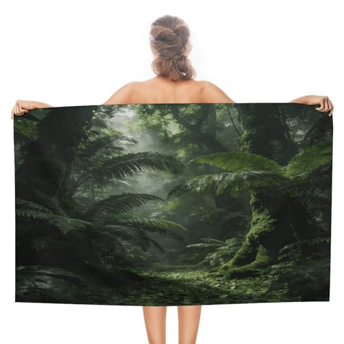 Image of VstaDank Blackish Green Bath Towel Stylish Double-Faced Pile Travel Towel Soft Absorbent Beach Towel for Pool Swim Sports Camping Adults Gift 51X31 Inch