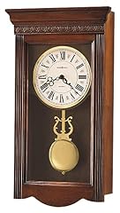 Howard Miller Eastmont Wall Clock, Wooden Finish with Golden Pendulum | Round Cream Dial with Roman