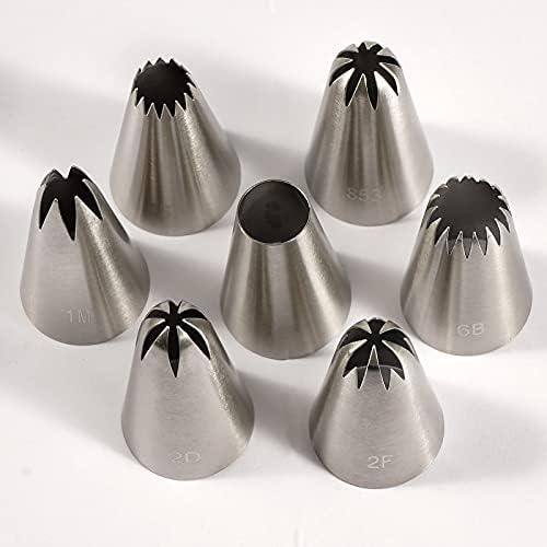 7PCS Large Piping Nozzles Tips Stainless Steel Piping Tips Cookie Cupcake Cake Decorating Set for Baker