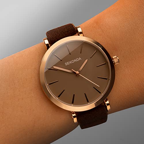 Sekonda Hanne Ladies 35mm Three Hand Minimal Analogue Quartz Watch with Rose Gold Case