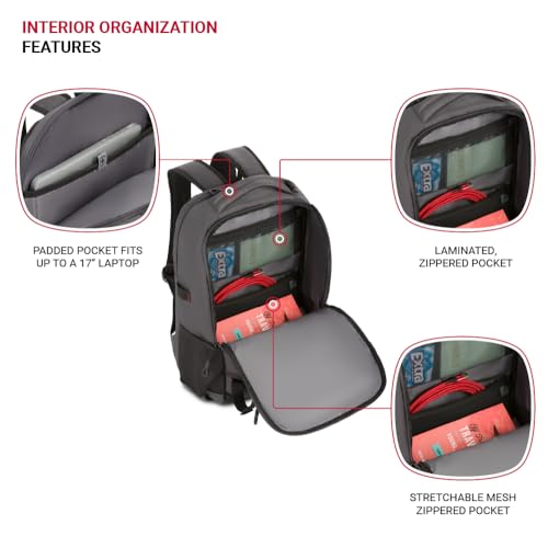 SwissGear Civic Pro Laptop Backpack, Grey, 18"x13.25"x7" - image 4