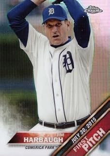 2016 Topps Chrome First Pitch #FPC-16 Jim Harbaugh Baseball Card - Detroit Tigers