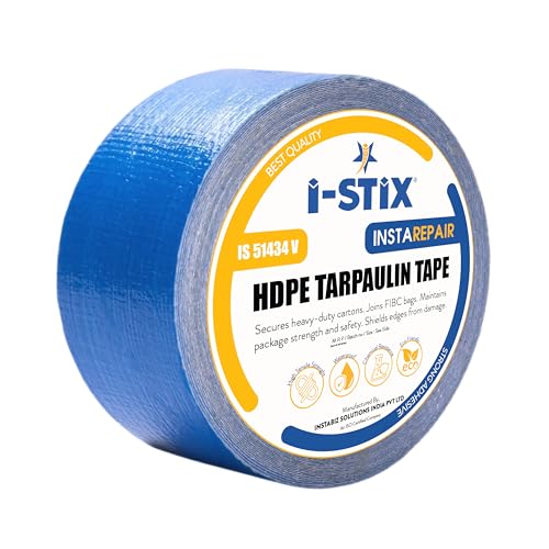 Image of HDPE Tarpaulin Repair Tape Waterproof Heavy Duty Duct Tape for Leak Fix Roof Tent Plastic Sheet Patch Strong Adhesive Weatherproof Outdoor Repair Tape Roll (Blue 20Y)