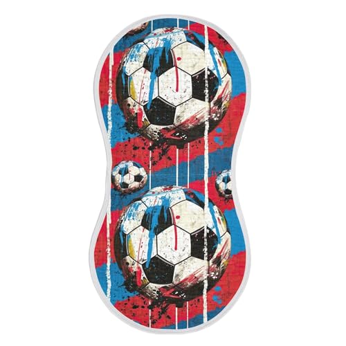 xigua Colorful Soccer Baby Burp Cloths for Newborn Boys and Girls 4 Pack, Soft & Absorbent Cotton Baby Burp Cloth, Baby Washcloths, Newborn Towel, Burp Rags