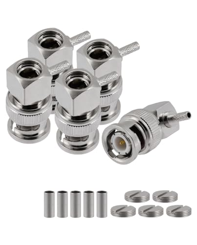 Vecys 5 PCS BNC Male Right Angle Crimp Connectors 50 Ohm BNC Male Crimp Connector for RG316 RG174 RF Coax Cable - Image 4