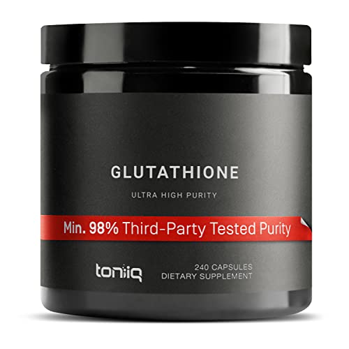 Ultra High Strength Glutathione Capsules - 1000mg Concentrated Formula - 98%+ Highly Purified and Highly Bioavailable - Non-GMO Fermentation - 240 Capsules Reduced Glutathione Supplement