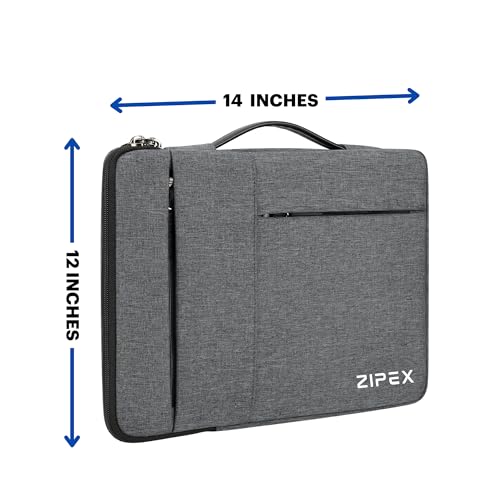 Image of 360 Protective 14 Inch Laptop Sleeve Case for All 13-14 Inch laptops with 2 Front Pockets & Carry Handle | Compatible with 13-14 inch HP, DELL, Asus, Mackbook Devices| Water-Resistant | Grey