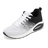 JOMIX Zapatillas Deportivas Casual Hombre Sneakers Antideslizantes y Transpirables Ligeras y Flexibles Ideales para Hacer Ejercicio al Aire Libre y Correr MOS250043 (Negro Blanco,45)
