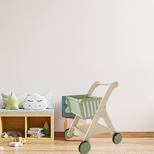 RCGOFOLLOW Wooden Children Shopping Cart Trolley Attractive Play House Toys Kids Shopping Cart Toy Durable Sturdy Creative Imaginative Play Trolley Toy Wooden Lovely House Toddler Kids - Image 8