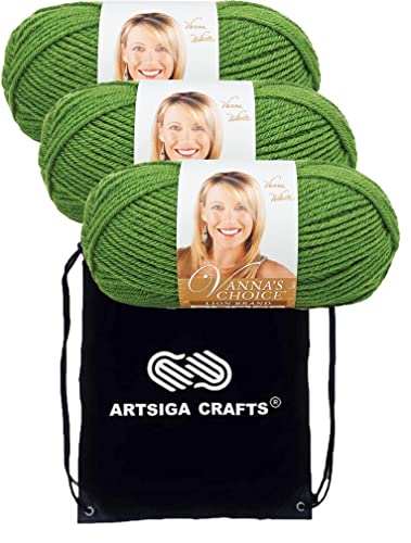 Image of Lion Brand Yarn Vanna'S Choice 860-172 Kelly Green | 3 Skeins, Same Dye Lot, Project Bag, CYC #4 Worsted, 100% Acrylic, Ideal for Crochet, Knitting Blankets, Hats, Scarves