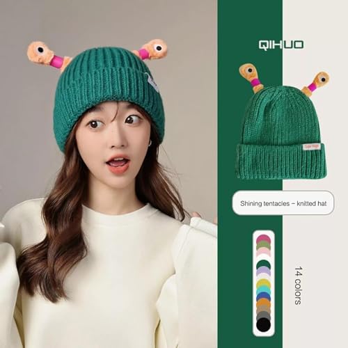Glowing Little Monster Knit Hat, Monster Tentacle Hat, LED Knit Hat with Retractable Tentacles for Parent Child Winter4