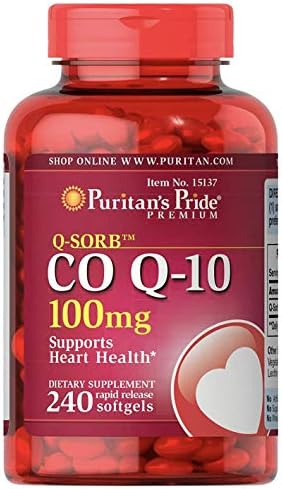Puritans Pride CoQ10 100mg, Supports Heart Health, 240 Rapid Release Softgels