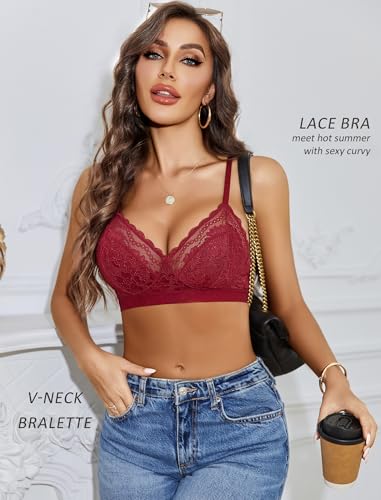 Image of Avidlove Bralettes for Women Lace Racerback Bras Wireless Unlined Bralette Comfy Bra Sexy Lingerie Tops