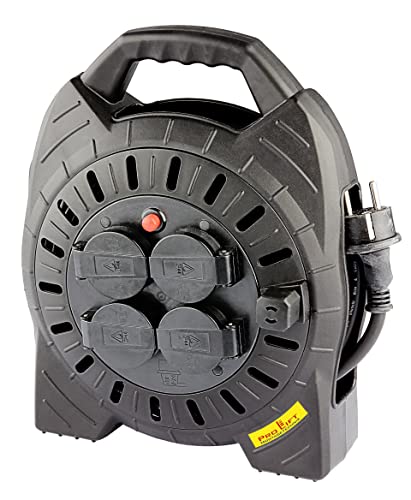 Pro-Lift-Montagetechnik Kabeltrommel 230V Verlängerungskabel Stromkabel 10m mit 4 Steckdosen und Sicherung