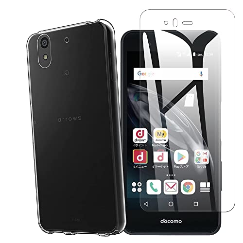 F-04K フィルム 強化ガラス 保護フィルム 日本旭硝子素材採用 硬度9H 強化ガラス +カバー 透明 耐衝撃 薄型 軽量 擦り傷防止 スマホケース TPU素材を使用した耐水 防指紋 arrows Be F-04K