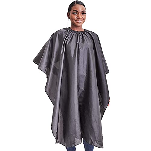 Professional Hair Salon Nylon Cape with Snap Closure, Salon Smocks (Black, 2 Pack)