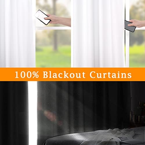 Lamit 100% White Blackout Curtains For Bedroom, 63 Inches Linen Textured Thermal Curtains Back Tab And Rod Pocket Burlap Panels With White Liner For Farmhouse/Living Room, 2 Panels, 52 X 63 Inch #TOP2