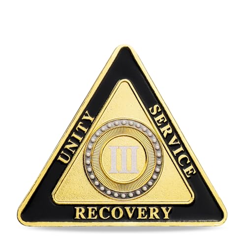 Triangle Glimmer Amber Dream Sobriety Coin | Celebrating Recovery and Personal Growth with AA Medallions | Ideal Sobriety Gift for Men and Women（3 Year）