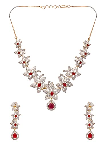 Image of Crunchy Fashion Jewellery Set for Women AD /American Diamond Necklace Set for Women and Girls.