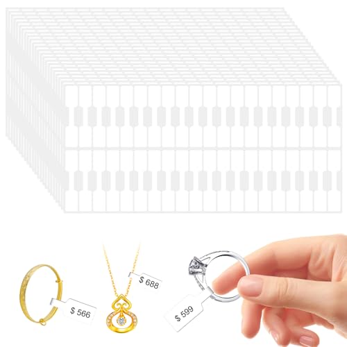 1000 Pieces Jewelry Price Tags Stickers - Self Adhesive White Blank Labels for Necklace, Earring, Ring - Jewelry Tags for Pricing & Repair