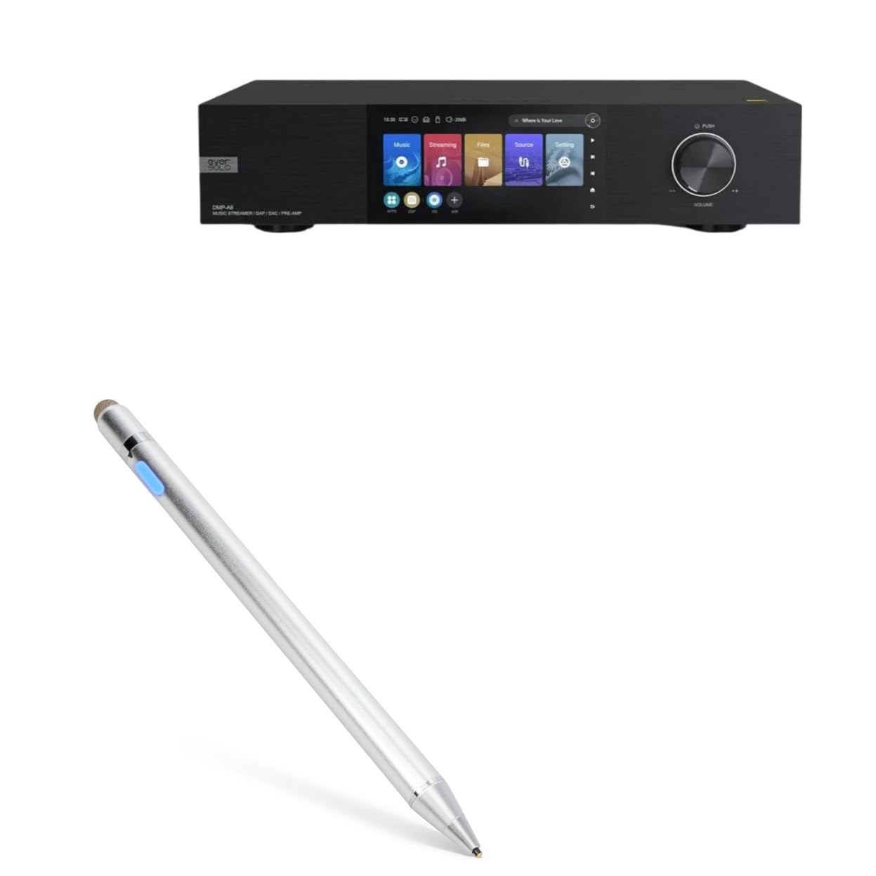 BoxWave Stylus Pen Compatible with Eversolo DMP-A8 - AccuPoint Active Stylus, Electronic Stylus with Ultra Fine Tip - Metallic Silver