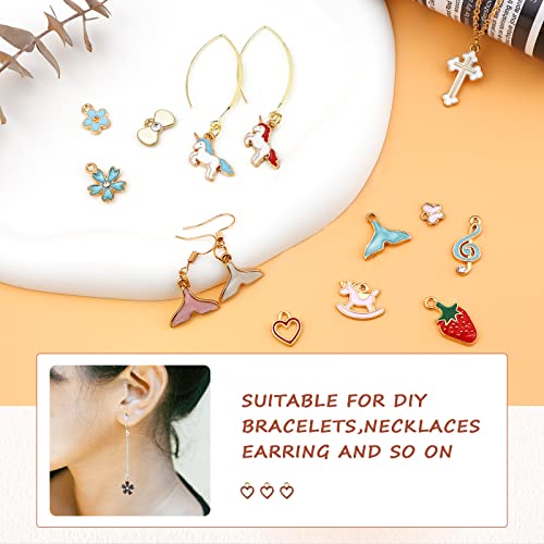Jialeey USA00502 100Pcs Gold Plated Enamel Charms Mixed Moon Star Fruit Animal Charm Colorful Pendant Diy For Necklace Bracelet Jewelry Making And Crafting thumb #6