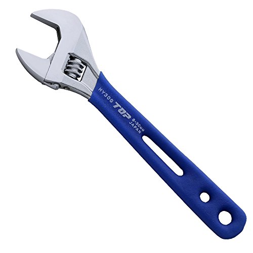 TOP 8 inch Adjustable Wrench with Ergonomic Grip | Thin and Light Body for Tight Spaces | Super Heavy Duty Extra Wide Opening Jaw Crescent Wrench | Made in Japan