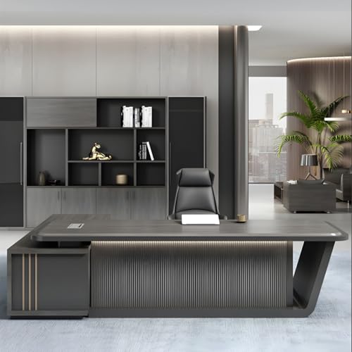 Image of Lakdi The Furniture Co Director & Executive L-Shape Office Table Luxury Desk Made in MDF with Side Unit Drawer and Storage Wire Manager & CPU Storage - LDL-615