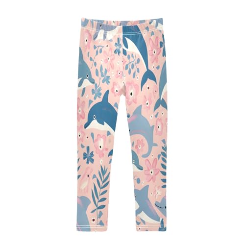 Toddler Girls Leggings Printed Yoga Pants Leggings Blue Jupming Dolphin for Kids