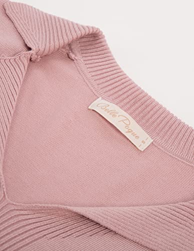Belle Poque Pullover Sweaters Women Casual V-Neck Sweater Long Sleeve Ribbed Knit Sweater For Women Pink 2Xl #TOP5